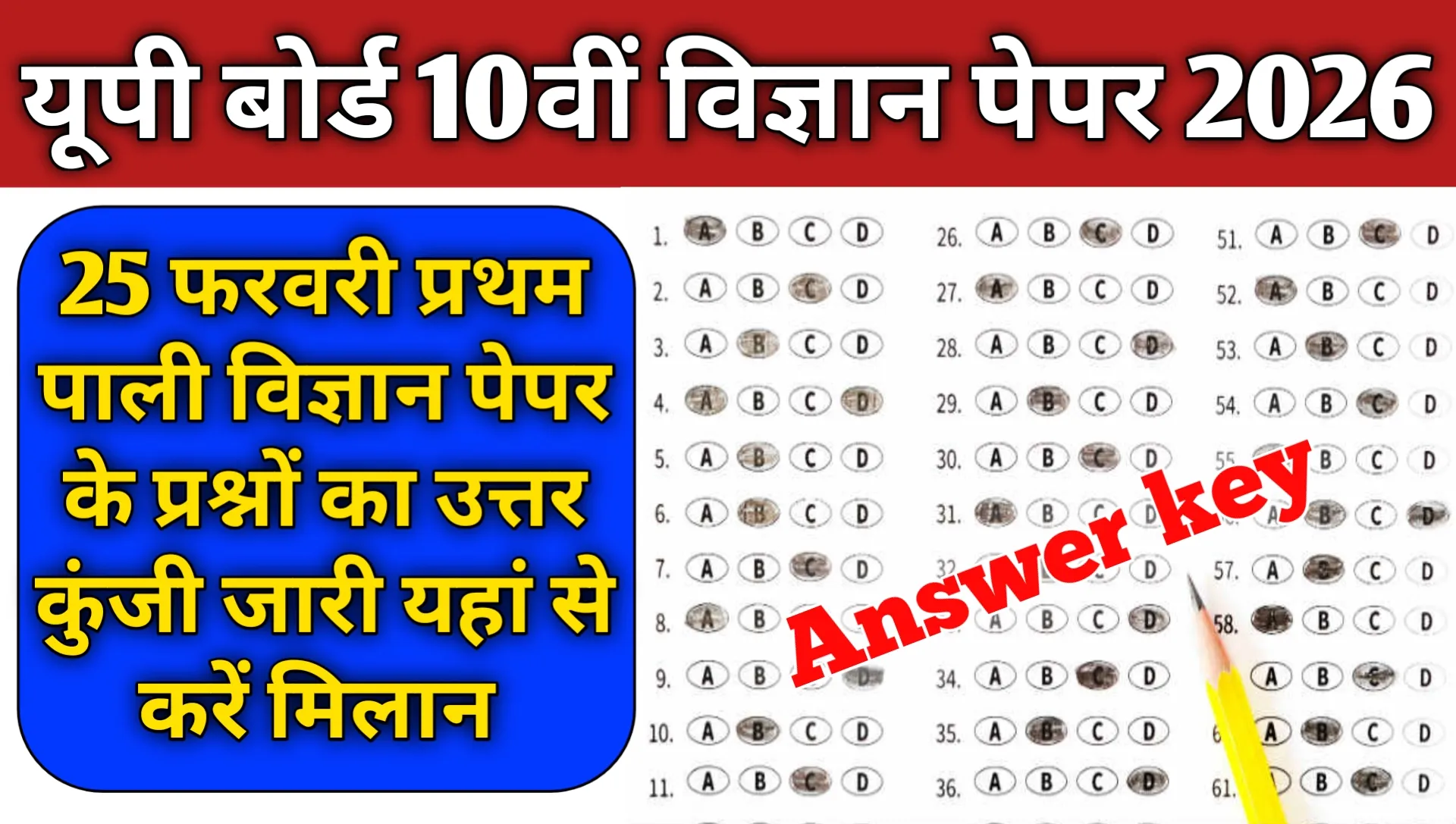 UP Board 10th Science Paper Answer Key 2026