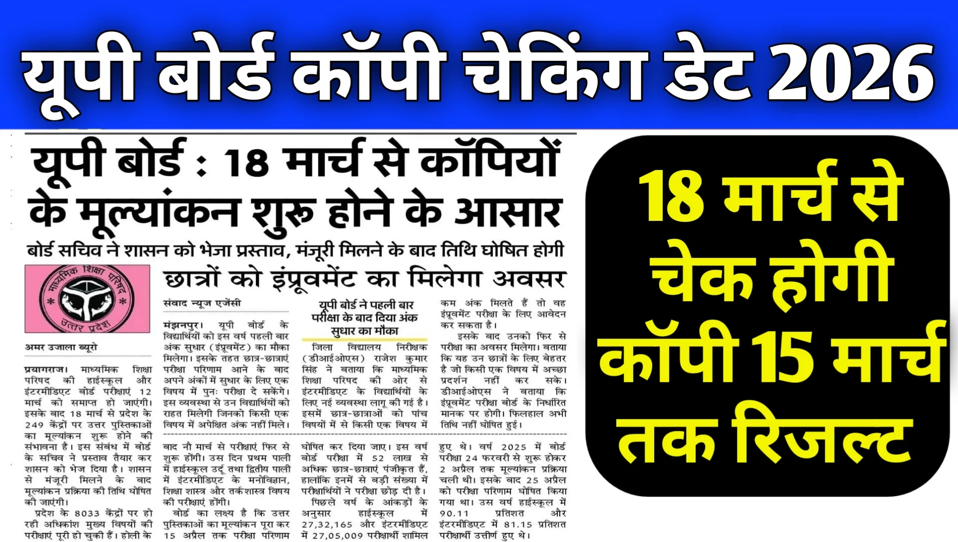 UP Board Copy Checking Date And Result Date 2026 Dekhe